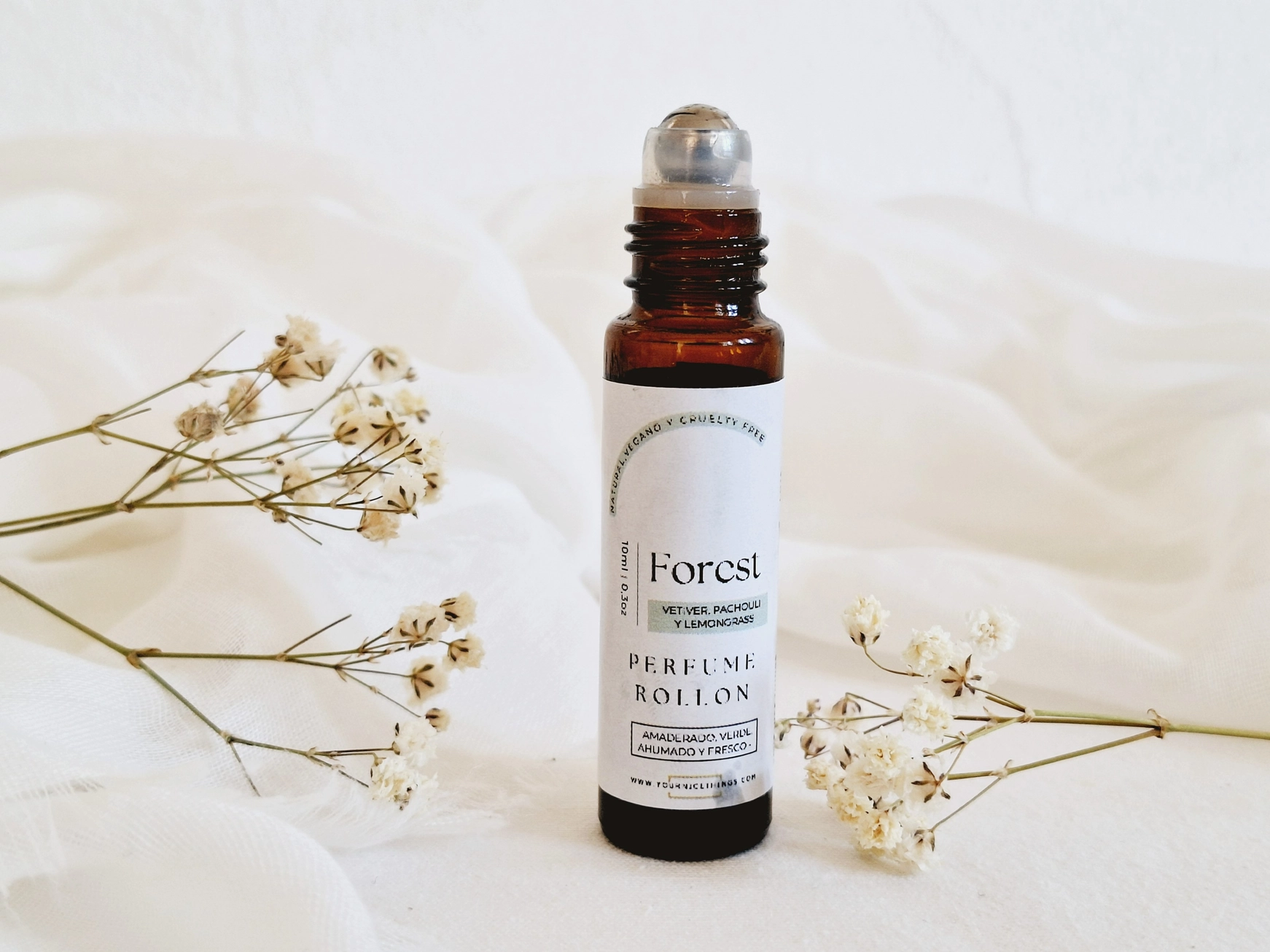 Biologische etherische olie compositie parfum FOREST - vetiver - patchouli en citroengras - roll on 10ml - Afbeelding 2
