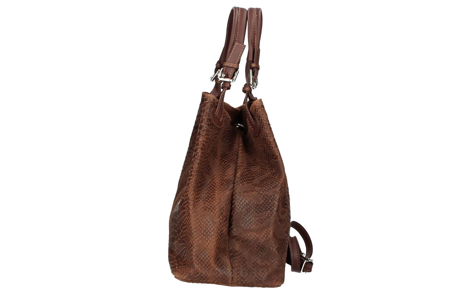 100% leren tas - Python Print Leer - vakje voor mobiel - verstelbare schouder band - TAUPE kleur - Afbeelding 3