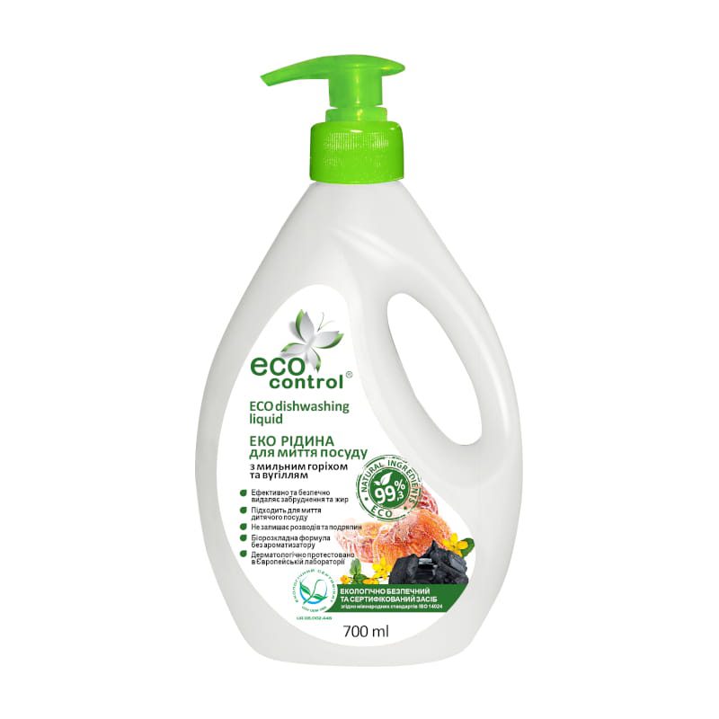 Ecologisch afwasmiddel met zeepnoot en actieve kool - ook koud water - puur en natuurlijk - zacht voor handen 700 ml
