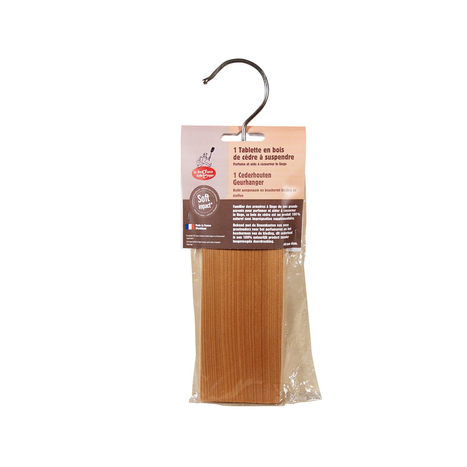 Organische Ceder hout met een hanger - gemaakt in Frankrijk - parfumeert en conserveert de kleding - gebruik in linnen kast 95gr