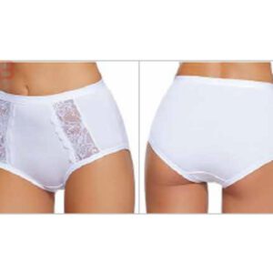 Set van 2 stuks Katoenen dames slip in WIT met kant en hoge talie maat 3XL-8