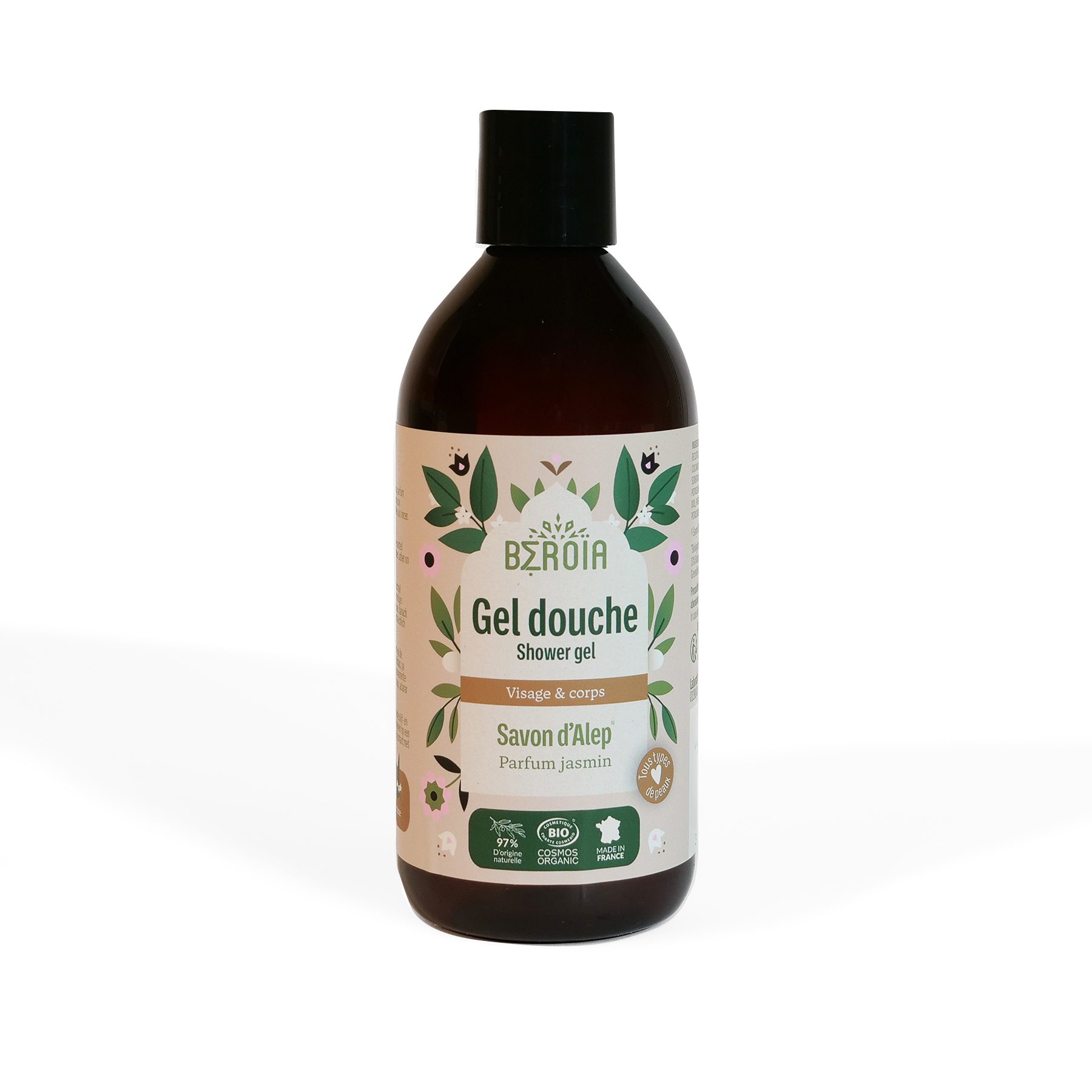 COSMOS BIOLOGISCHE Aleppo douchezeep jasmijngeur - kamillewater - zachte en schone huid 300ml