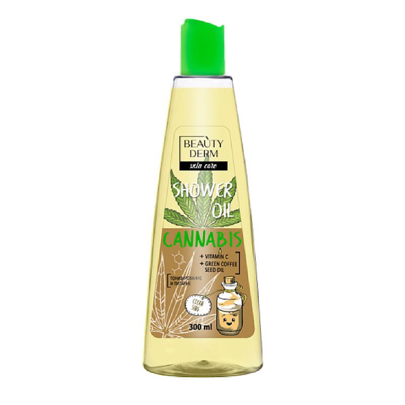 Zijdezachte Douche olie - Cannabis - groene thee - vitamine C - uiterste zachte douche schuim olie 300 ml