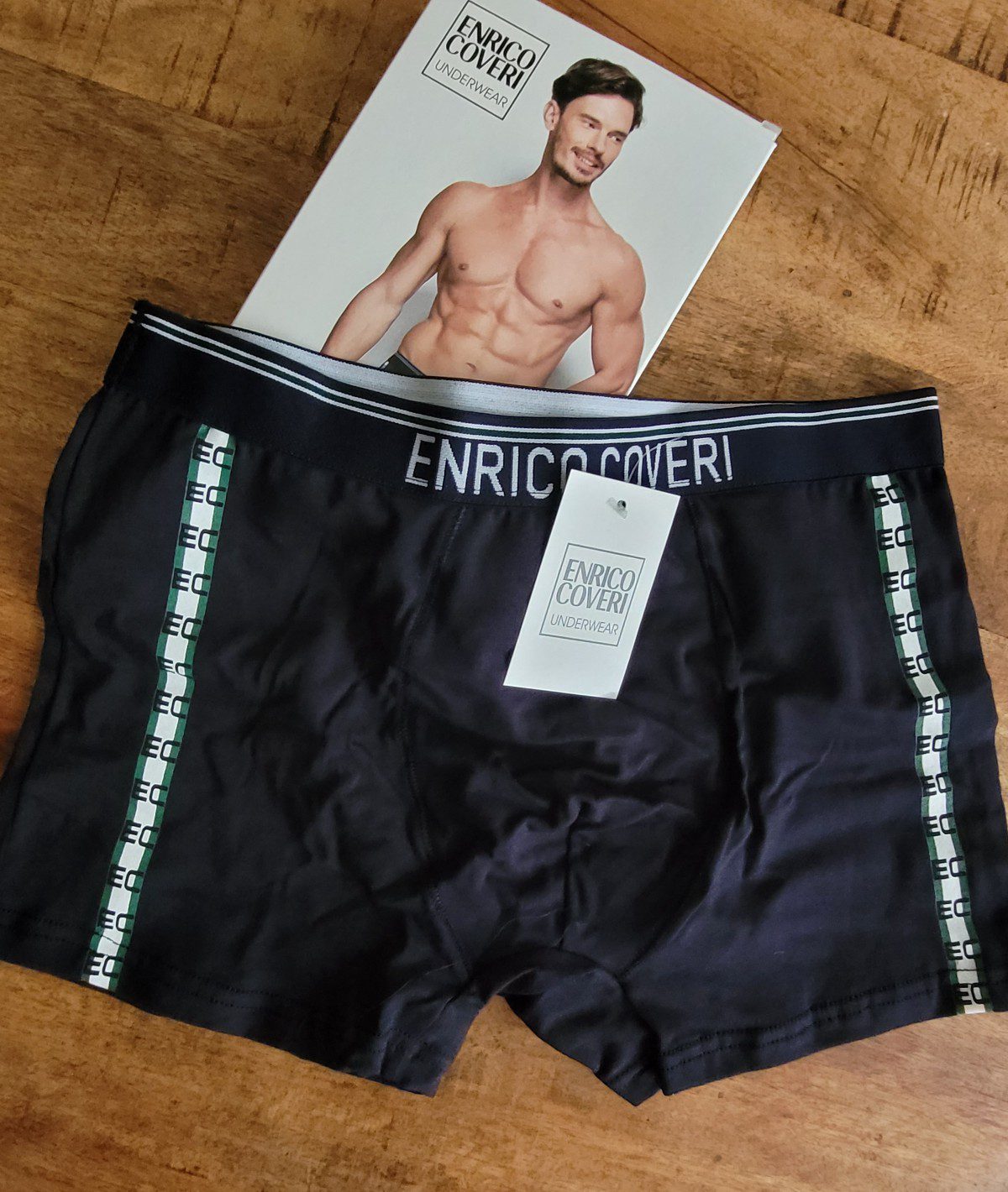 Enrico Coveri set van 3 stuks katoenen heren boxer in kleuren Blauw - Zwart - Wit of Grijs MAAT M - Afbeelding 2
