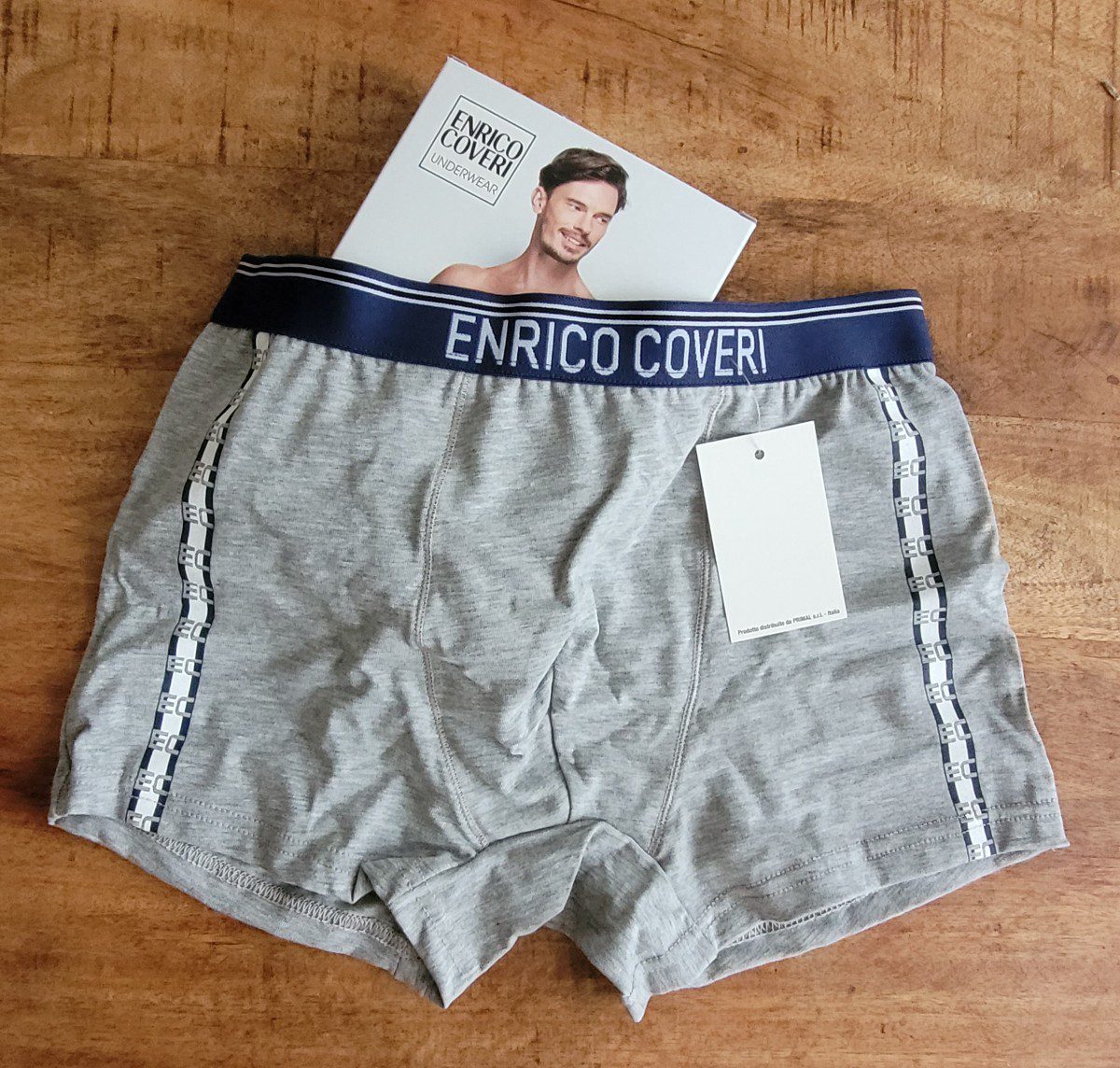 Enrico Coveri set van 3 stuks katoenen heren boxer in kleuren Blauw - Zwart - Wit of Grijs MAAT M - Afbeelding 4