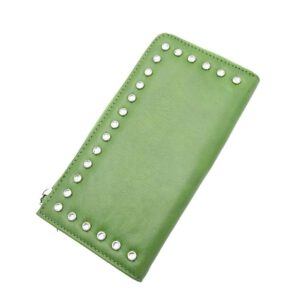 Leren portemonnee dames GROEN kleur, vele vakken