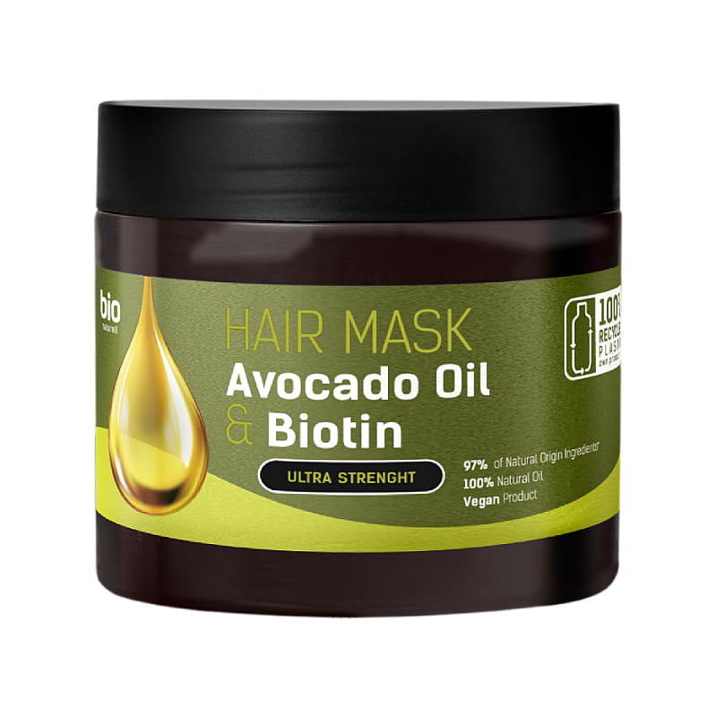 Natuurlijke Versterkend Haarmasker - Avocado-olie en biotin - ginseng en soja 295 ml