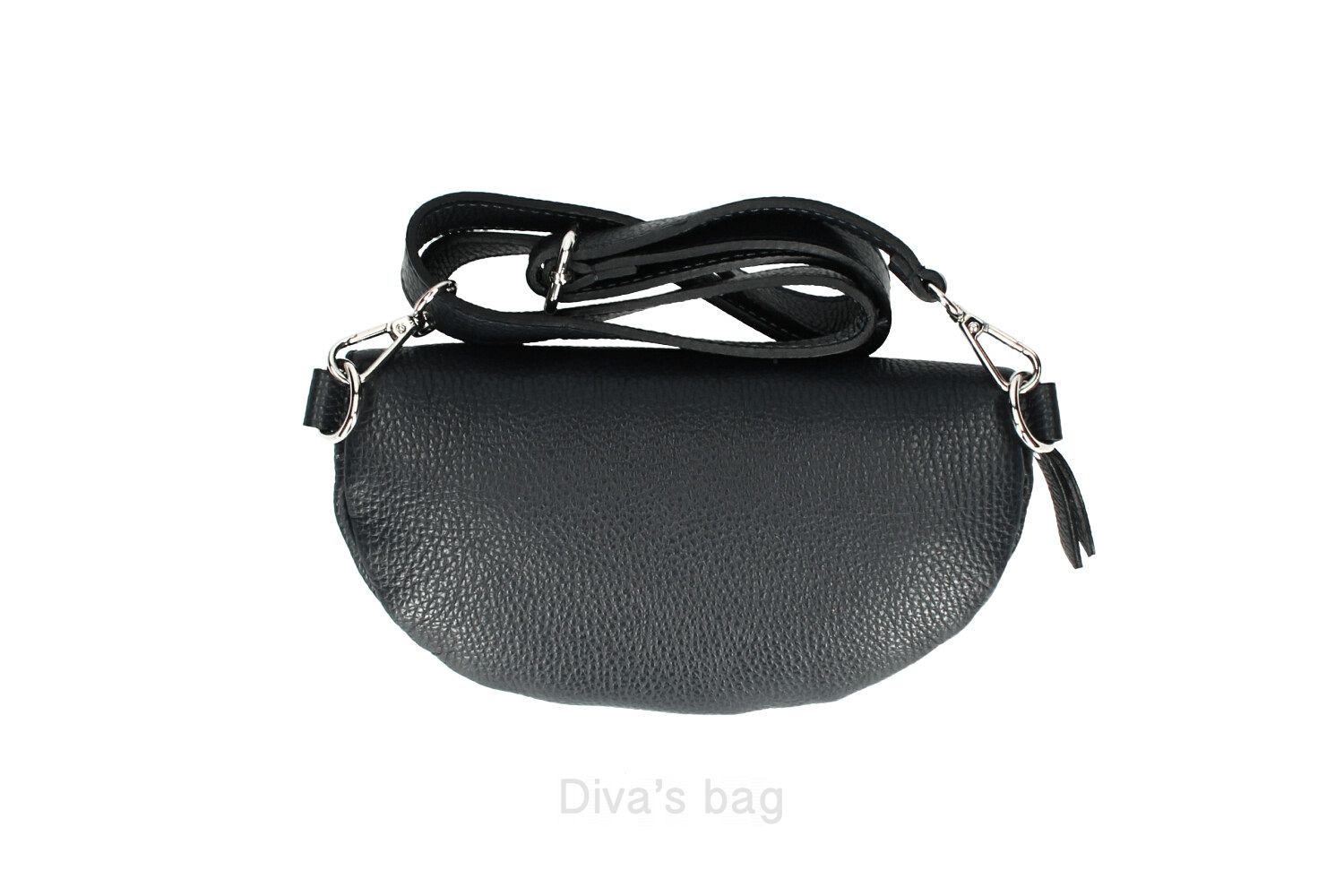 Leren heuptas in bollige look - ritssluiting - lederen etui - dikke heup band - ZWART kleur