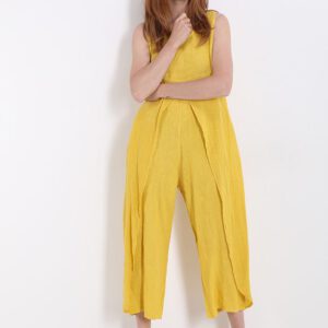 Jumpsuit in linnen GEEL, puur linnen, Maat L
