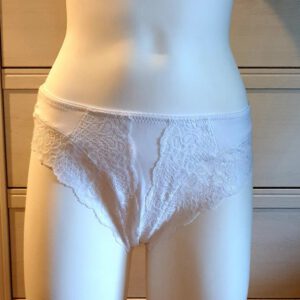 Set van 2 stuks Italiaanse slip in WIT kleur, katoen, met kant en hoge talie Maat XL/46