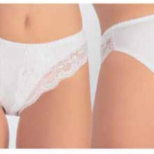 Set van 2 stuks Italiaanse slip in WIT kleur, katoen, met kant en hoge talie Maat XL/46