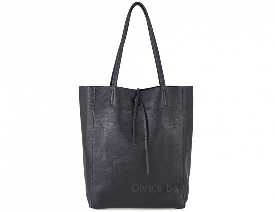 Puur leren tas - shopper - grote schouder tas - dames tas- ZWART kleur