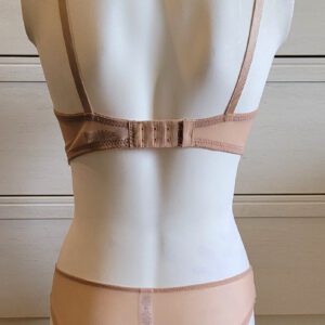 Italiaanse lingerie set met push-up beha satijn en slip TAN en BLAUW,  75B, 36