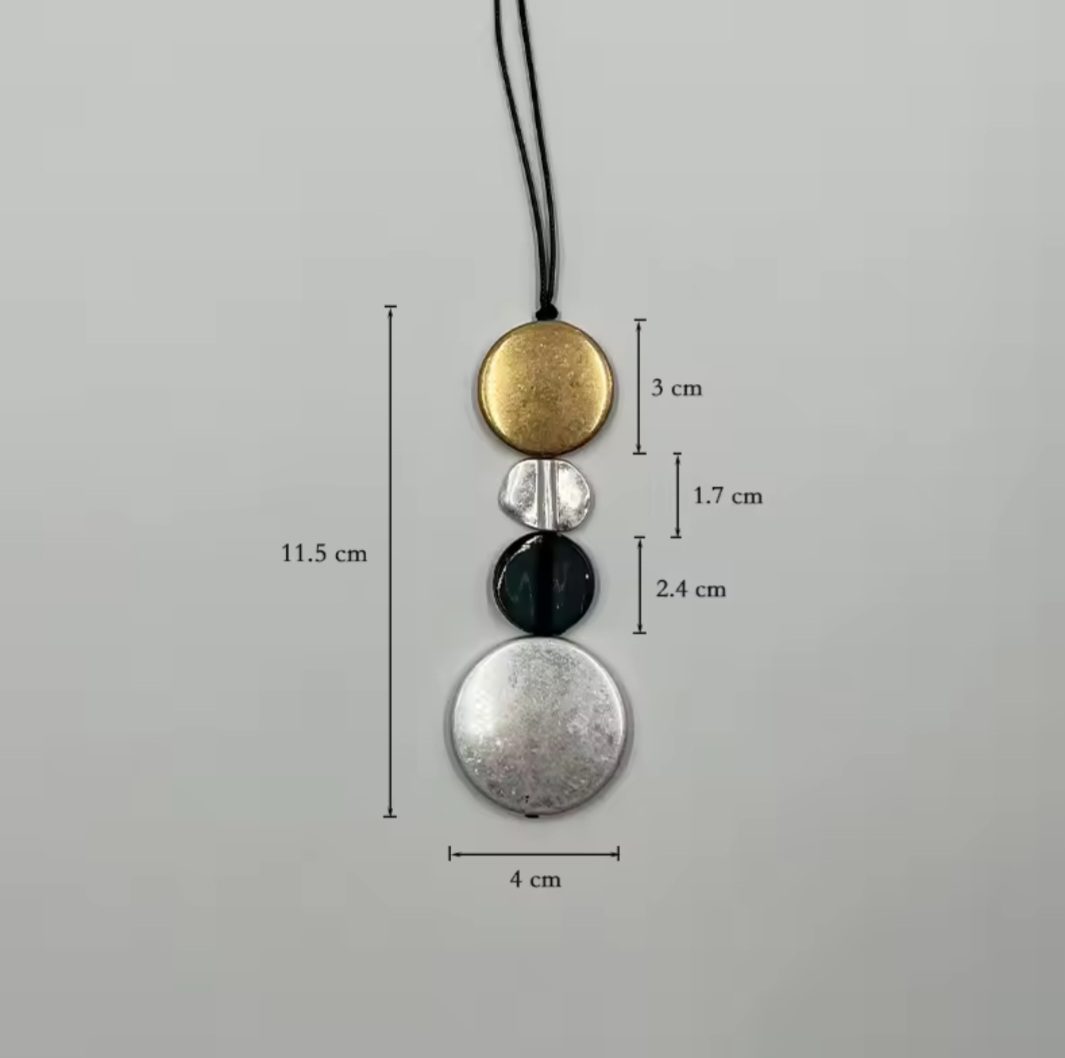 Boho lange ketting - acryl ronde elementen - was koord - elegante lange ketting - goud en zilver