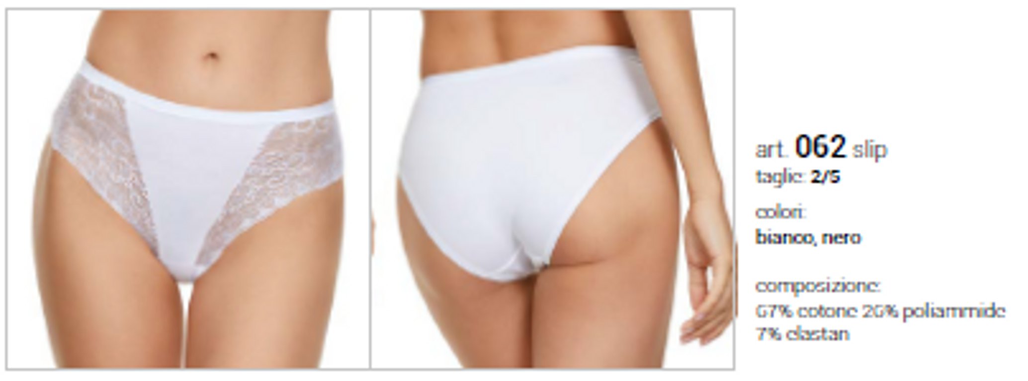 2 stuks Elegante katoenen slip van kant - achterkant puur katoen - stretch dames slip in WIT, Maat 36-38
