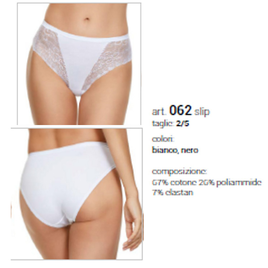 2 stuks Elegante katoenen slip van kant - achterkant puur katoen - stretch dames slip in WIT, Maat 36-38