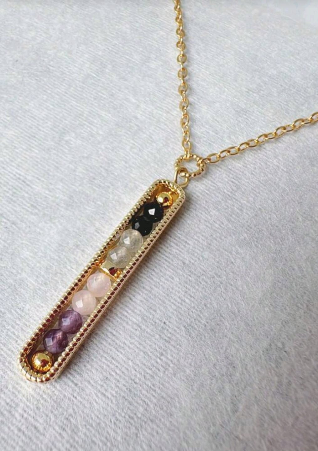 Mooi elegante en krachtige ketting Bescherming en Empathie - Rozenkwarts - Toermalijn - Labradoriet en Amethist - Afbeelding 2