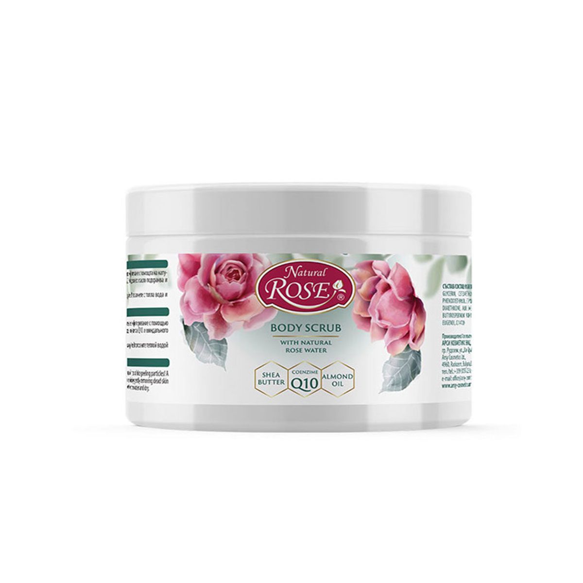 Natuurlijke body scrub met rozenolie - Vitamine A - Q10 - verjongt en verzacht de huid van het lichaam 350ml