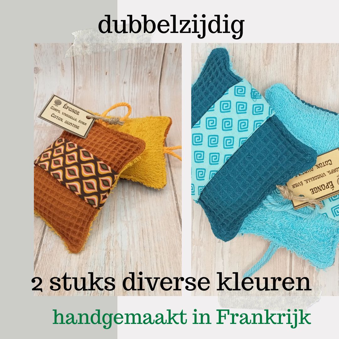 2 stuks Handgemaakte dubbelzijdige zachte sponzen - douchen - afwassen - duurzaam - makkelijk in gebruik 2st