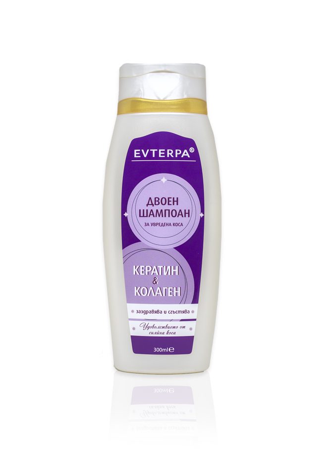 Natuurlijke dubbele shampoo met Keratine en Collageen - haar verlies - verjongt - sterke haar wortels - kruiden complex 300ml