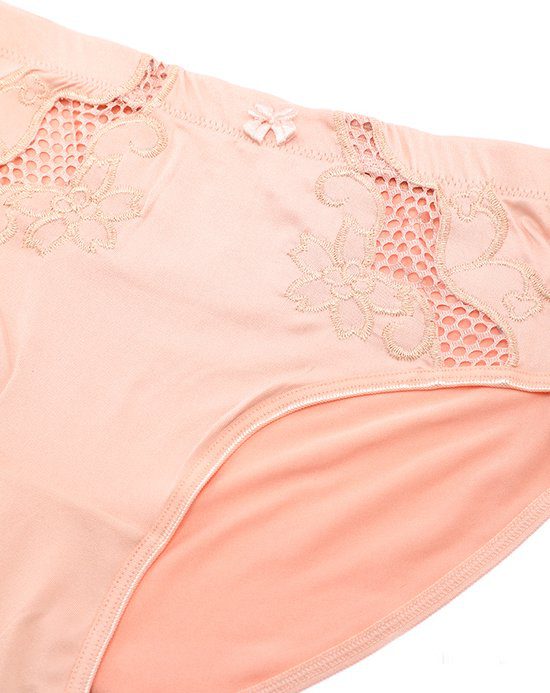 2 stuks Elegante dames elastische slips met kant decoratie, Maat XL kleur TAN