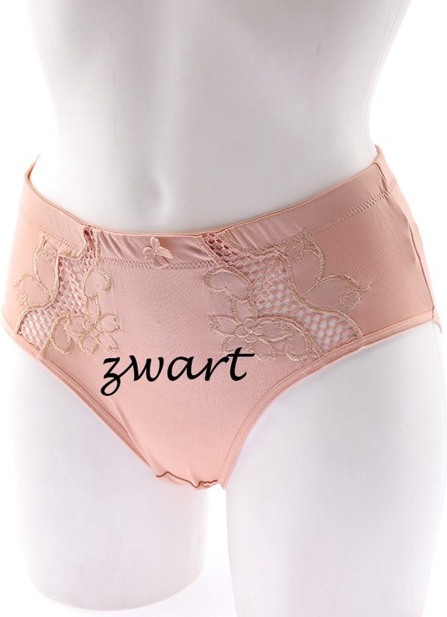 3 stuks Elegante dames elastische slips met kant decoratie - Maat XL - kleur ZWART