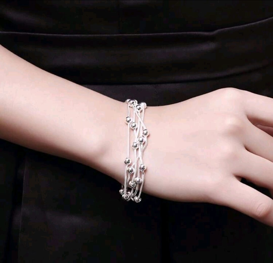 Zilver 925 sieraden set - ketting en armband - bestaat uit 5 lagen 2st - Afbeelding 5