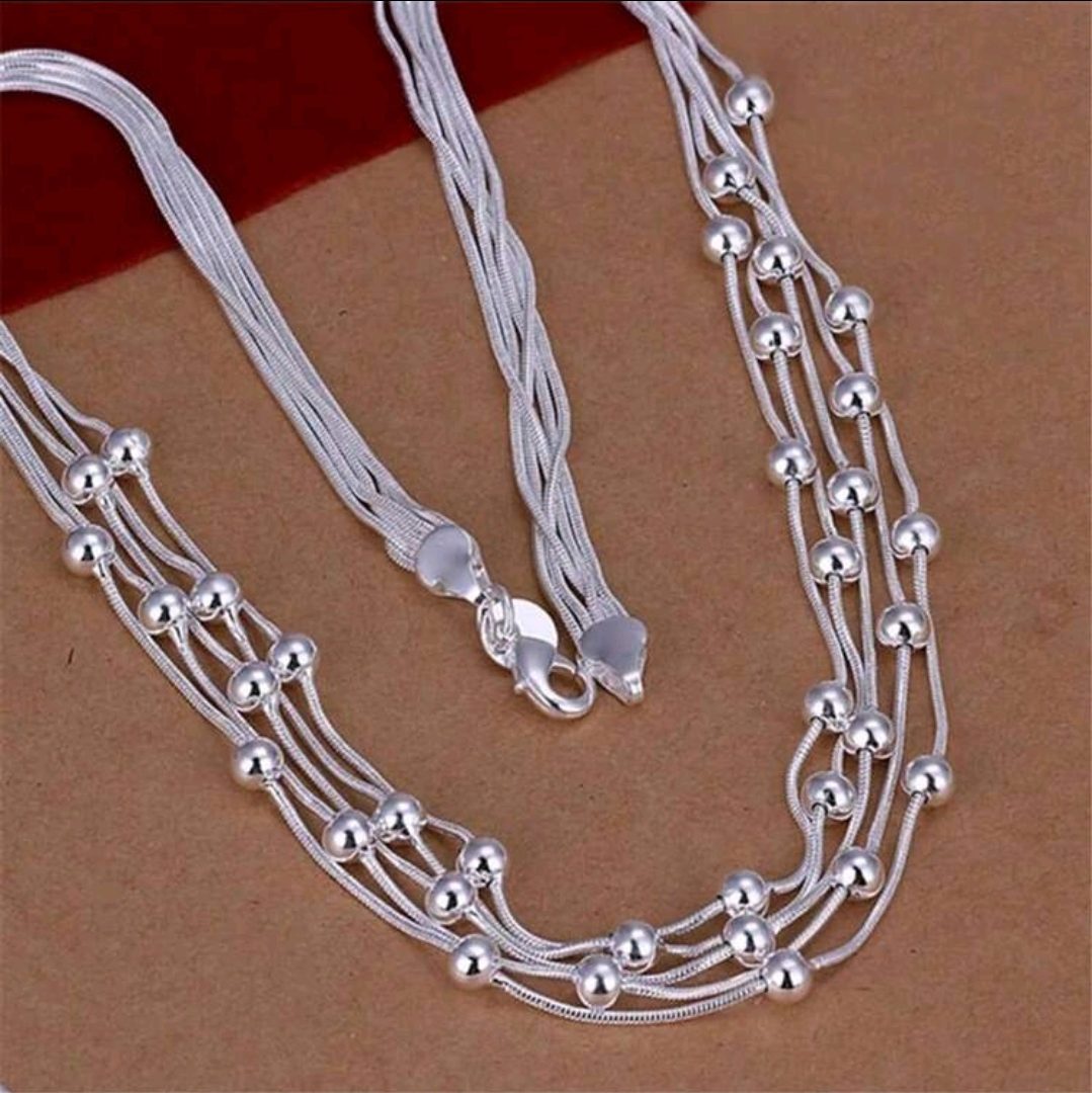 Zilver 925 sieraden set - ketting en armband - bestaat uit 5 lagen 2st - Afbeelding 4