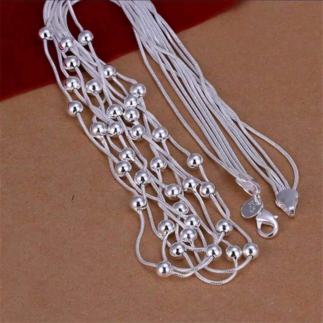 Zilver 925 sieraden set - ketting en armband - bestaat uit 5 lagen 2st - Afbeelding 3